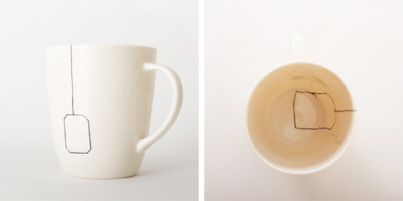Empty mug with drawing of teabag